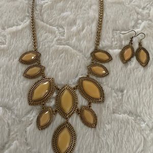 Gold Statement Necklace and matching earrings